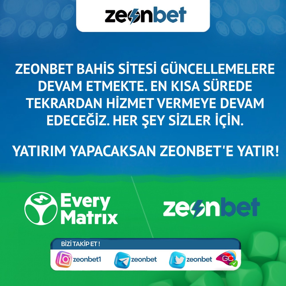 ⚡ DUYURU❗
 
🃏 ZEONBET BAHİS SİTESİ OLARAK EVERYMATRİX ALTYAPISINA GEÇİŞİMİZ DEVAM ETMEKTE.⚡️
 
✨  HER ŞEY SİZLER İÇİN 🔱
 
🎃 Yatırım Yapacaksan 𝗭𝗲𝗼𝗻𝗯𝗲𝘁'e Yatır !