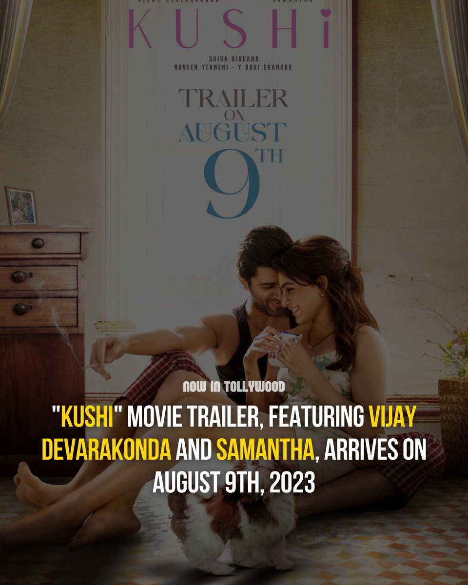 'Kushi' movie trailer, featuring Vijay Devarakonda and Samantha, arrives on August 9th, 2023. 

In cinemas on September 1st 2023

#KushiTrailer #TheVijayDeverakonda #Samantha #ShivaNirvana #VijayDevarakonda #SamanthaRuthPrabhu