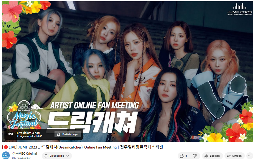 deukaefied's tweet photo. Woahhh LIVE Streaming  (Dreamcatcher)' Online Fan Meeting on JUMF 2023
🎶Date: Scheduled on August 11, 2023 (Fri)
🎶Location: Jeonju MBC Digital Studio in Jeonju Stadium (ULTIMATE &amp; ROYAL STAGE)
.
Don't forget to turn on notification ~ 👍
🔗https://t.co/aF7zBI2ZlL https://t.co/XlUtUFNDcm