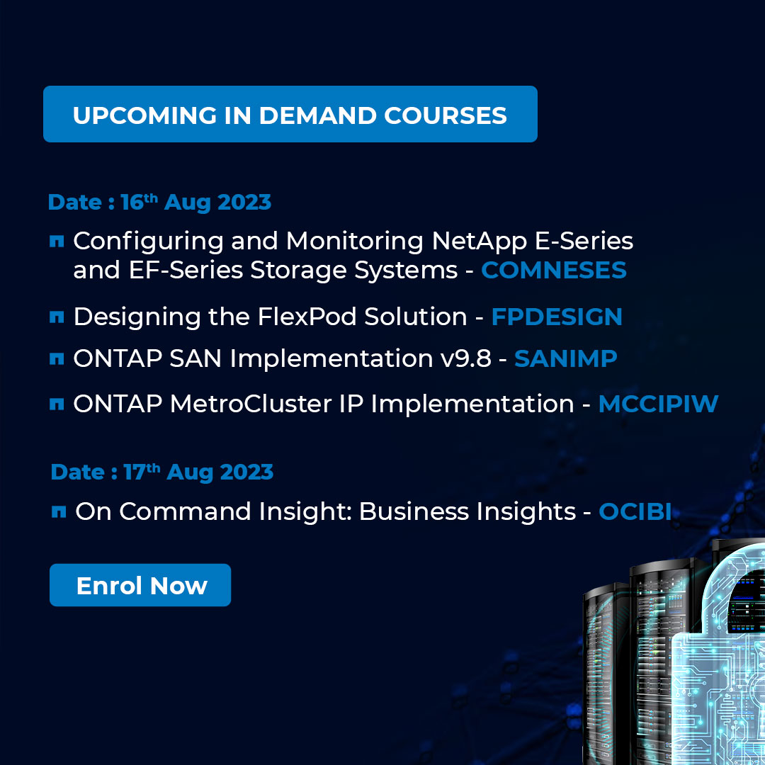TrainocateIndia's tweet photo. Enhance your career opportunities by enrolling in our exclusive NetApp training courses with Trainocate and learn from industry-leading experts. visit https://t.co/whX9DGl2s5 #trainocateindia #gettrainocated #netapp #netappdatastorage #storagesystem https://t.co/q3AAnQe8We
