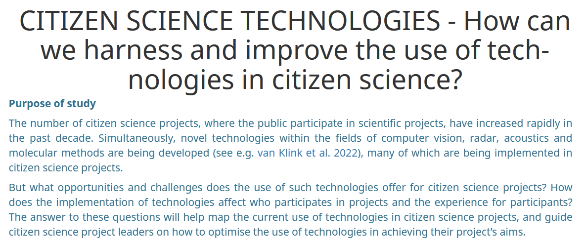Are you involved in #CitizenScience ? 🔬🌍🧐🔍 If yes, please help us understand how technologies are or could be used in CS projects. Share your experiences & opinions in this short survey: survey.hifis.dkfz.de/844222?lang=en @AlettaBonn @shawan_c @rachelohry @Fringillidae_ @UFZ_de @idiv