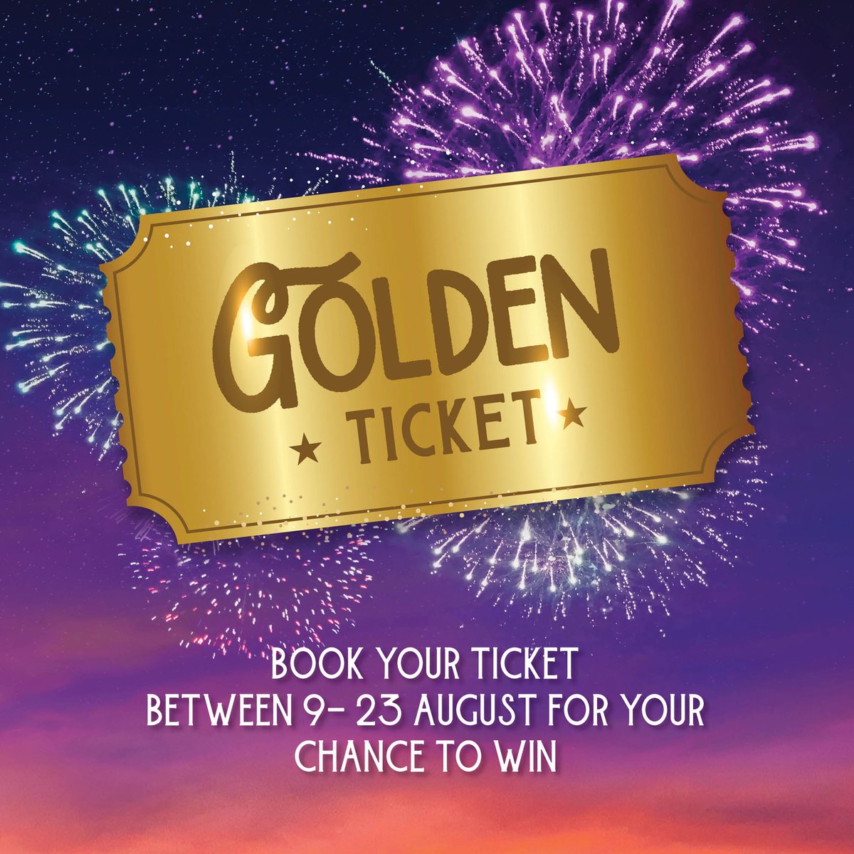 Buy your ticket to The Perth Royal Show between the 9 August and 23 August and you will automatically go into the draw to win a ‘Golden Ticket’ and a spectacular prize pack! For more info: perthroyalshow.com.au/competitions/g…

#PerthRoyalShow #GoldenTicket