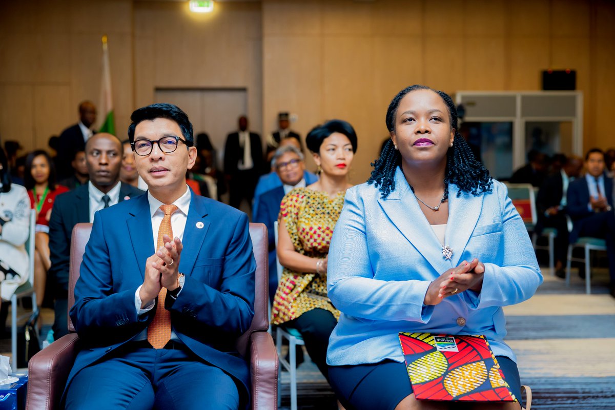 RDBrwanda's tweet photo. Happening now: Rwanda-Madagascar business forum. H.E. Andry Rajoelina, President of Madagascar, is attending the forum that will showcase business and investment opportunities in both countries. Private sector players will explore areas of partnership during the meeting. #InvestInRwanda