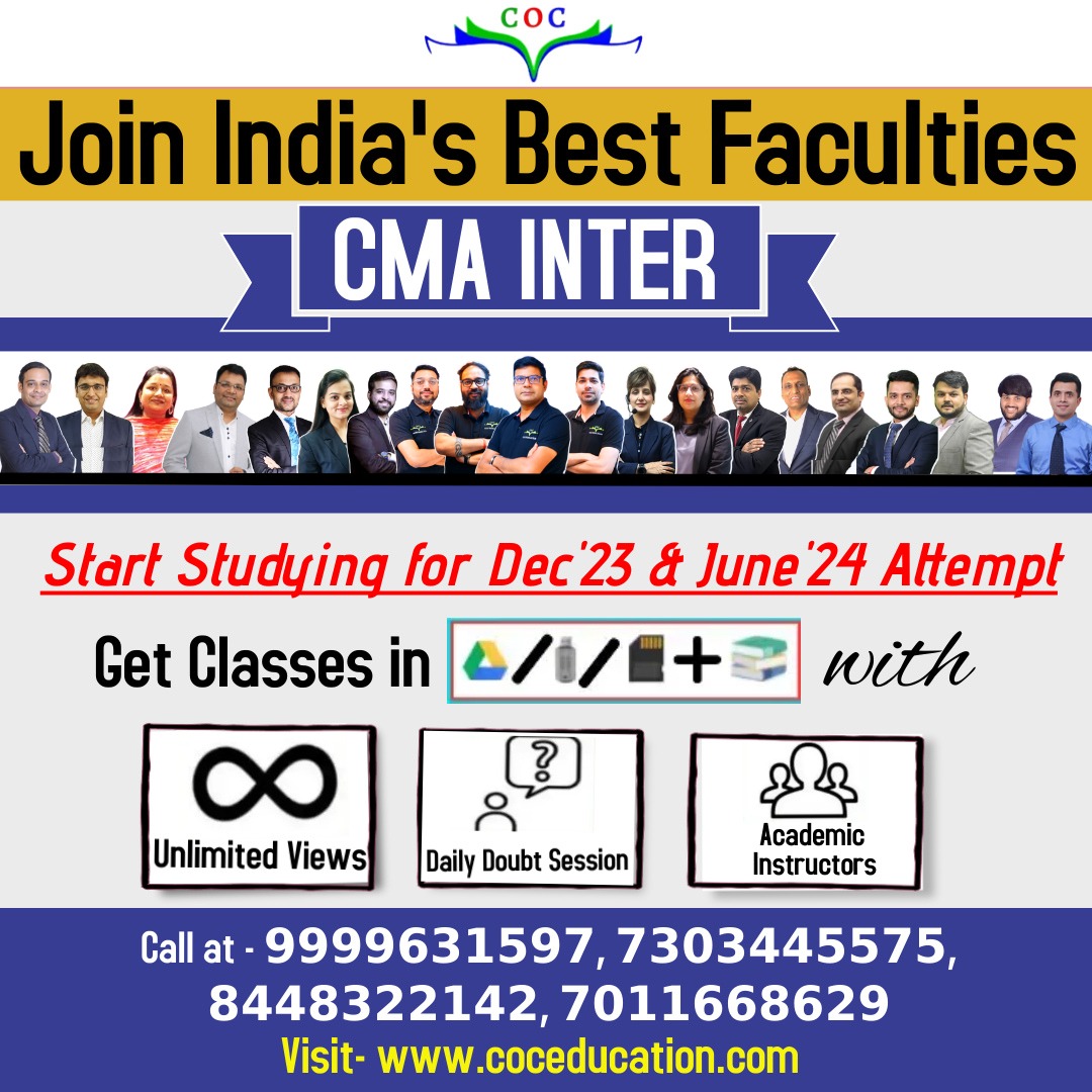 cacmasantosh's tweet photo. Join COC Education Today and Clear CMA Inter Easily !!!
Watch CMA Inter Demo Videos - https://t.co/PuyB2yxeUP
#coceducation #cacmasantoshkumar #icai #icmai #trending #education #CMA #cmainter #CMAIntermediate #students #commerce https://t.co/vOx1uwMWuH