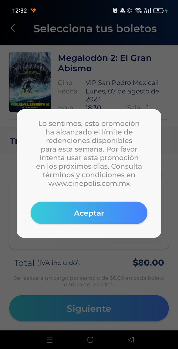 DrLivex's tweet photo. @Cinepolis Haciendo la prueba en los primeros minutos de hoy Lunes (1.32am) y ya de alcanzo el límite??? https://t.co/GX6MLvMdri