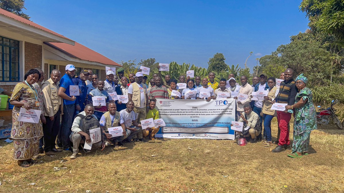 drc_tpo's tweet photo. Kalehe:
✅Formation des acteurs humanitaires et leaders communautaires sur la protection de l’enfant en situation d’urgence et sur la prévention des exploitations et abus sexuels.
Facilitée par #TPODRC et @UNFPARDC
Par #TPODRC avec l’appui financier de @SwissDevCoop #DDC https://t.co/p3tgbZNunm