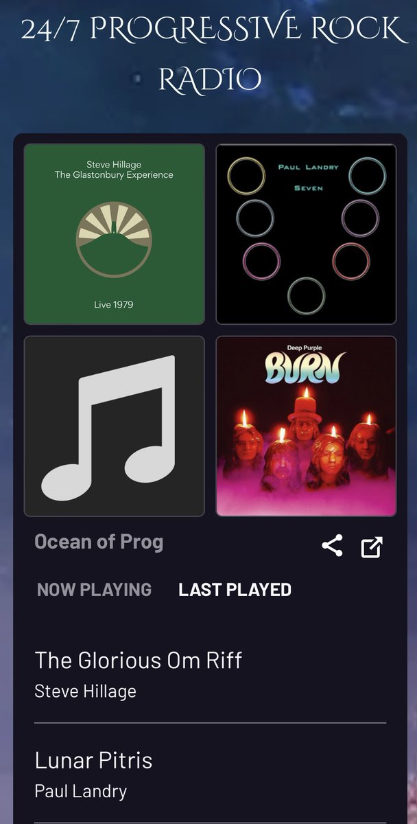 Last played @stevehillage @paullandrymusic @_DeepPurple #progrock