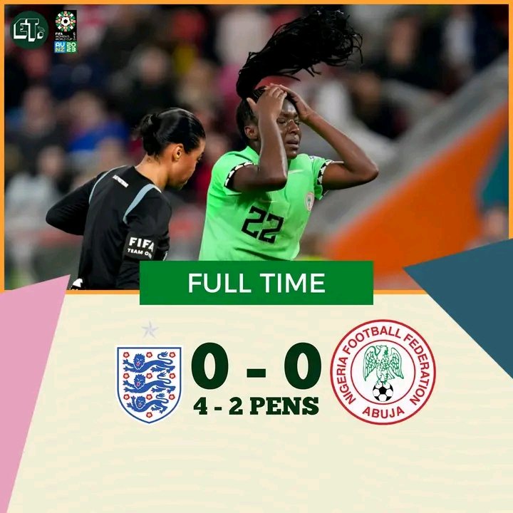 Penalty defeat for the Super Falcons. 
We gave it everything.

#ENGNGA #FIFAWWC     #SuperFalcons #NGA     #EaglesTracker 🦅