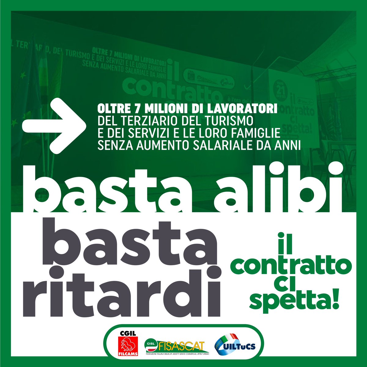Il costo della vita aumenta, gli stipendi no. Per oltre 7 milioni di lavoratrici e lavoratori i contratti nazionali sono scaduti da troppo: rinnovarli è la priorità! 
🔴🟢🔵 Sostieni la campagna di Filcams Cgil, Fisascat Cisl e Uiltucs: condividi il post!
#IlContrattoCiSpetta
