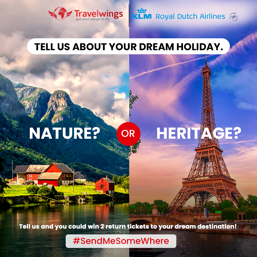TravelwingsZA's tweet photo. How about free flight tickets to Europe with Travelwings and KLM? Tell us why you and your partner deserve to go there and we will give you 2 return flight tickets.
To enter, share your #sendmesomwhere story, picture, or video on our social media.
T&C: https://t.co/Q7zED6DdN5 https://t.co/Mo69FmtOXc