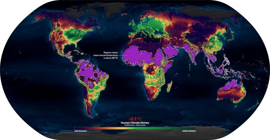 Réchauffement climatique de 2,7 °C: les zones violettes seront trop chaudes pour y vivre, un milliard de personnes devront se déplacer limportant.fr/infos-selectio… #Rediff