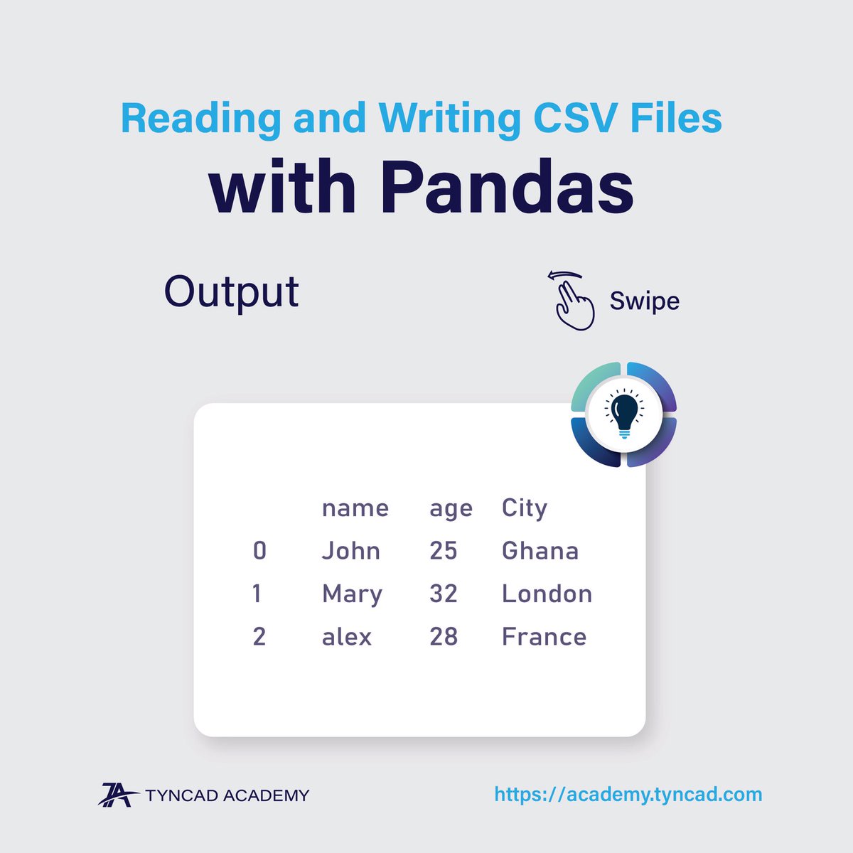 tyncad's tweet image. READING AND WRITING CSV FILES WITH PANDAS 💻🧠📝

Follow @tyncad @tyncadacademy

#pythonprogramming #python3 #pythonproject #softwaredeveloper #sql #automation #science #softwareengineer #neuralnetworks #datasciencetraining #data #missingdata #computer #coders #html #pandas
