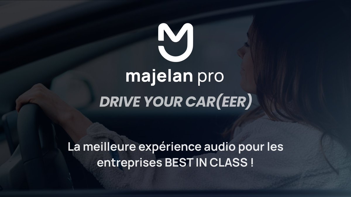 📣#Staytuned lancement en septembre de notre nouvelle offre B2B, « Majelan pro - drive your car(eer) », une solution de #contenu #audio en #mobilité créée pour accompagner les professionnels dans leurs trajets. 👉 Inscrivez-vous pour en savoir + : hubs.ly/Q01Y8cFk0