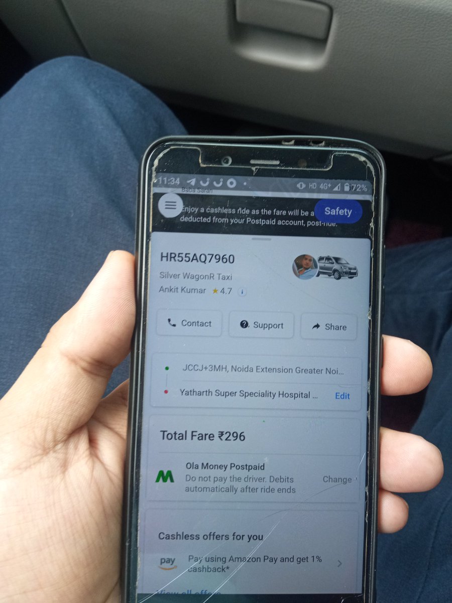<a href="/Ola_Delhi/">Olacabs Delhi</a>
<a href="/Olacabs/">Ola</a>
Can you pls confirm how much you are charing for 1 KM. today my wife booked cab for hospital distance is around 5KM and old bill generated around 296 RS. 1 km  chages 60 Rs ?
 <a href="/nitin_gadkari/">Nitin Gadkari</a> <a href="/OfficeOfNG/">Office Of Nitin Gadkari</a>  Can u pls look this case.