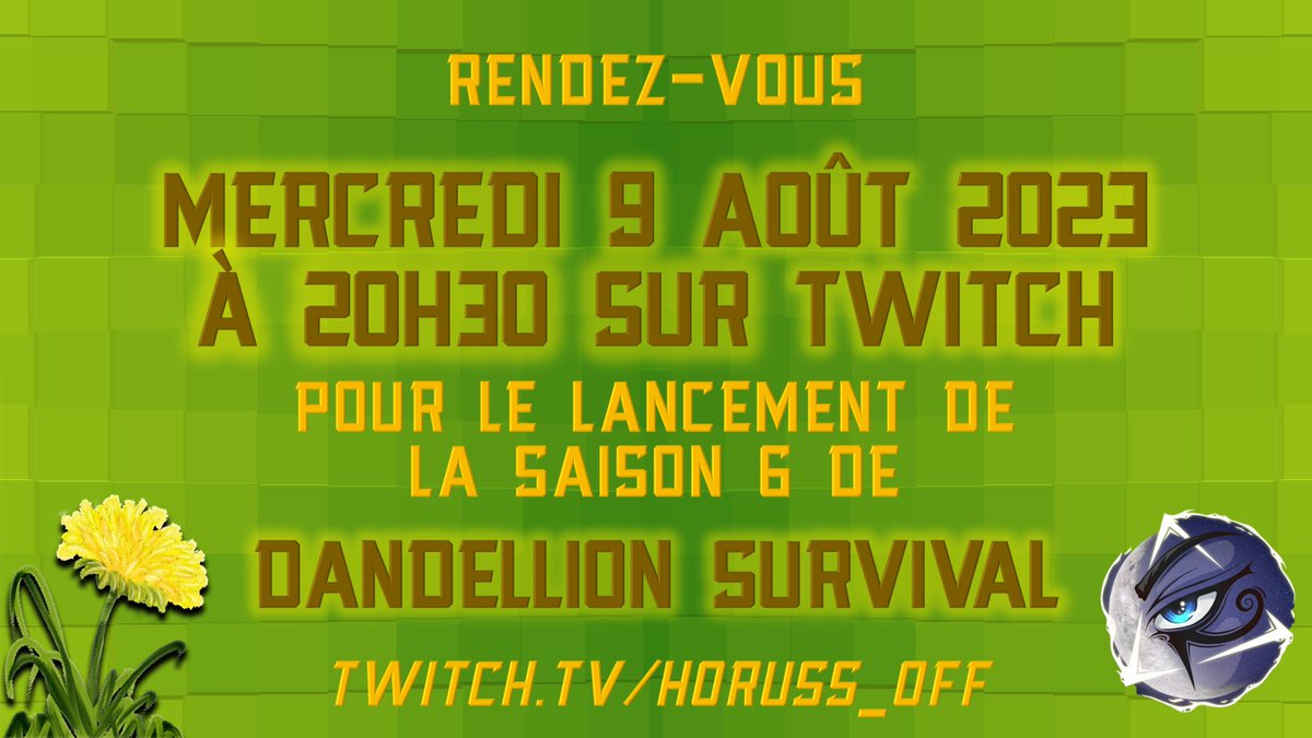 Horuss_off's tweet photo. Le rendez-vous est pris !
La Saison 6 va être remplie de nouveautés !
Plus d'infos sur le site internet : https://t.co/4umvbjaATY

A très vite sur twitch : https://t.co/mSqoQkCIcd

#Minecraft #Dandellion #Server #mojang #Microsoft @Mojang @Minecraft @FrMinecraft https://t.co/0XSSXURLIW