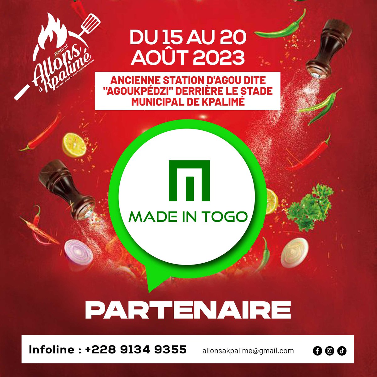 madeintogo_com's tweet photo. Société de promotion des produits, services et innovations d'origine togolaise, MADE IN TOGO est partenaire de la première Édition du Festival "ALLONS À KPALIMÉ" . 

Infoline : 91349355 | allonsakpalime@gmail.com

#FestivalAllonsAKpalimé #Organize #MadeInTogo #GroupeReussitePlus https://t.co/jZvIHYcUio