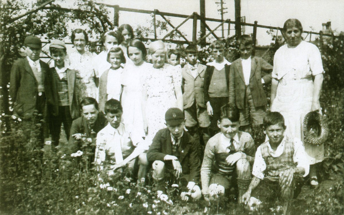 The Furness Vale School garden in the 1930s and 40s. Miss Turner and Mr Mason supervising . Vegetables were grown during WWII. #Derbyshire #FurnessVale