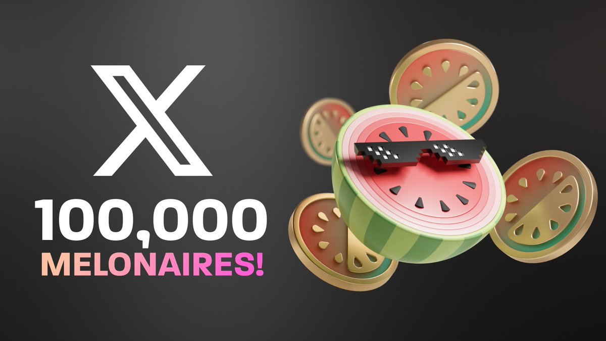 Melon is now 100K strong on @X! 🎉 We're hosting the JUICIEST token event of the summer. Join the $MELON airdrop event: melon.ooo To celebrate, we're giving away 5,000 JUICE! To enter: 🍉Follow @melonooo_ 🍉Like & RT 🍉Tag a friend 5 winners on Wednesday!