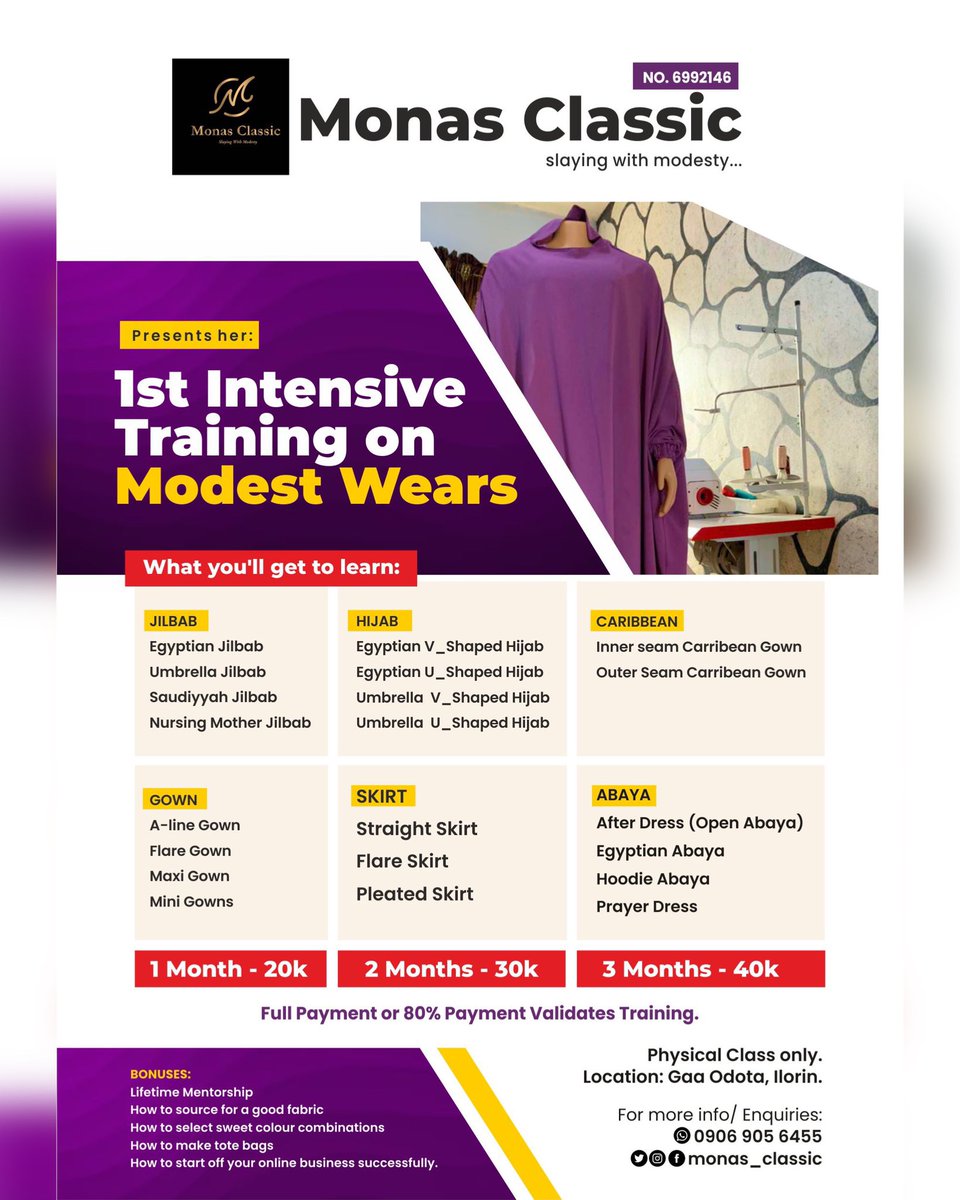 monas_classic's tweet photo. Alhamdulillah the long-anticipated day is here! After a long consideration of the economic situation of the country. I’m pleased to inform you that we will be starting a physical class. We present to you the sweetest, yet the most affordable offer. Kindly send a Dm for more info. https://t.co/YdfDNF8dN1