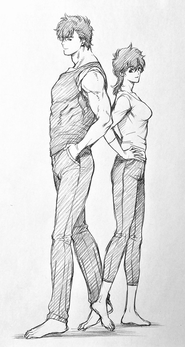 ラフ描き、CH、冴羽さん、香  最近ようやく少し描い慣れて来た感じ