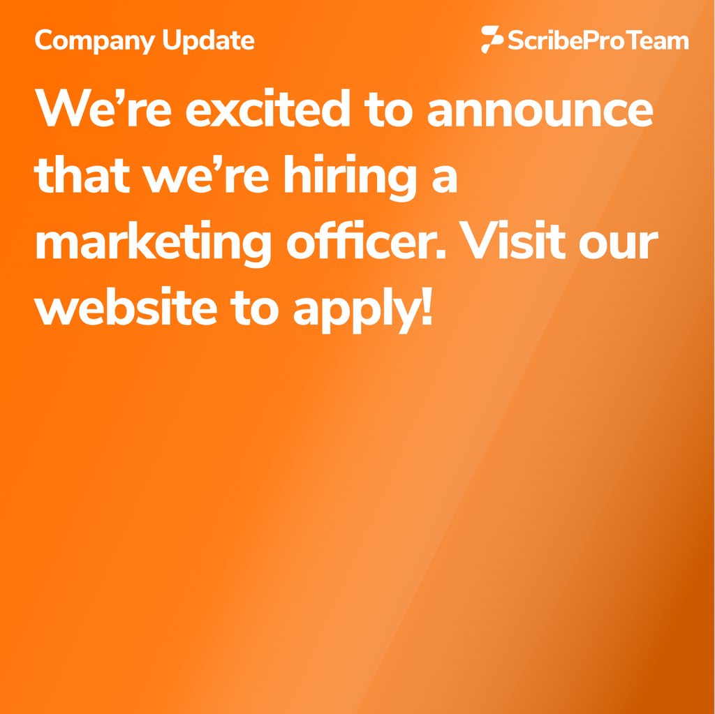 scribe_pro's tweet image. We're looking for someone to join our team and help us raise the profile of our game-changing software. Visit scribepro.co/jobs/ to apply