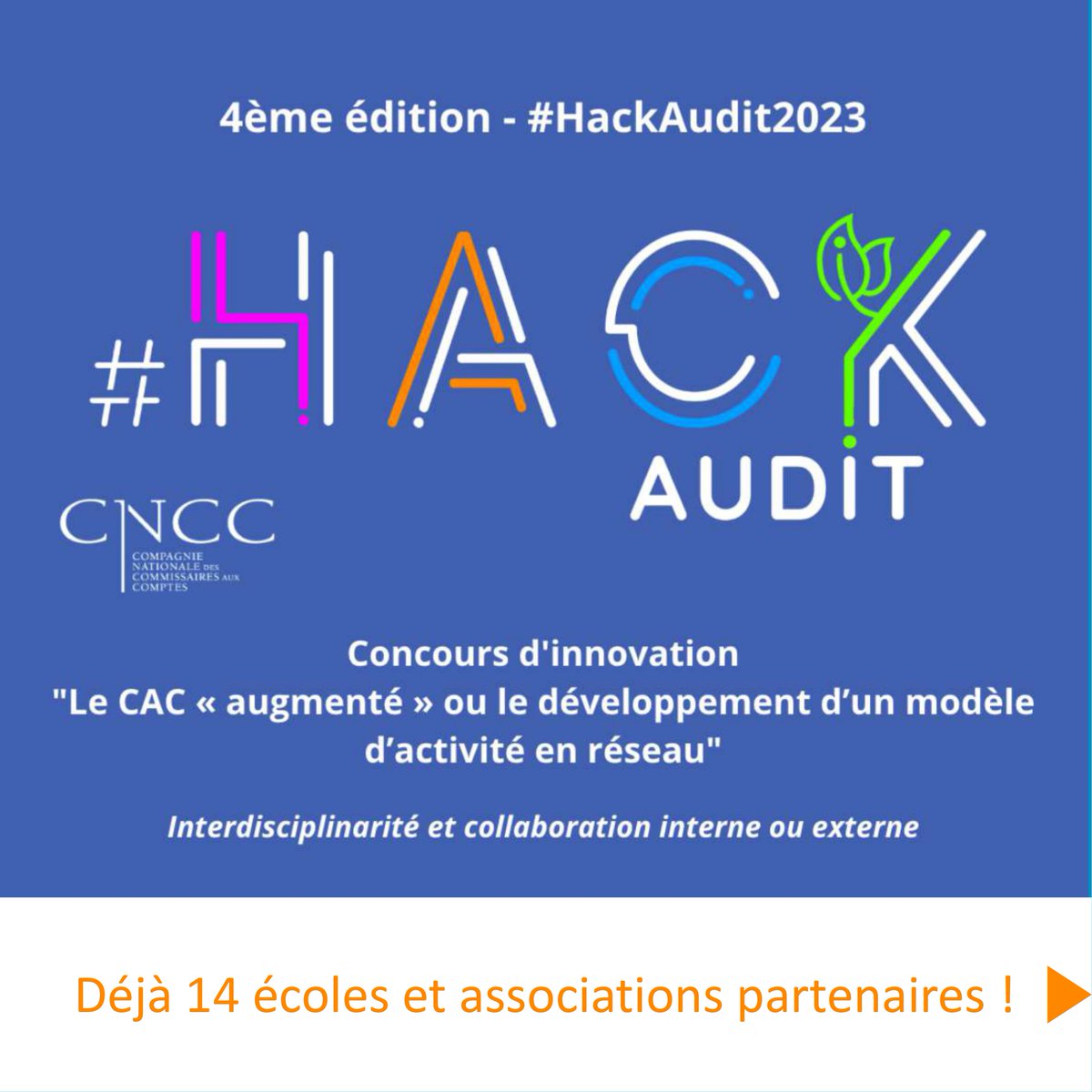 CNCC_audit's tweet photo. Le 4e #HackAUDIT mobilise les écoles et les universités ! 14 écoles et associations sont déjà partenaires du concours d’innovation de la CNCC. Rejoignez l’événement et mobilisez vos étudiants, contactez-nous sur : https://t.co/qVTw1P4AT2 #innovation https://t.co/v929NBqvOD