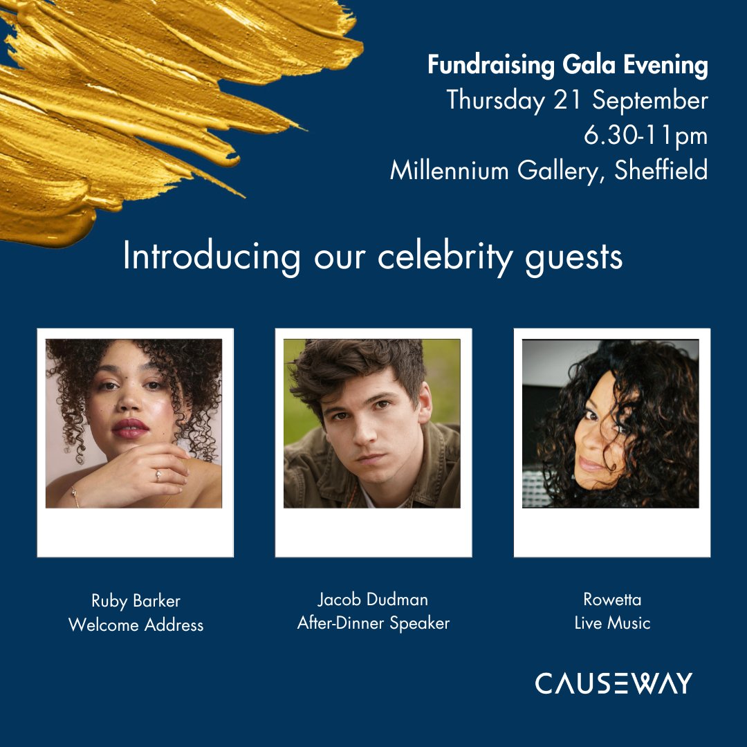 We’re just 6️⃣ weeks away from our fundraising gala! 

Time to introduce who will be joining us…
⭐ Bridgerton's <a href="/RealRubyBarker/">Ruby Barker</a>
⭐ Actor Jacob Dudman 
⭐ Happy Mondays singer @rowetta

Join us for a fabulous evening! bit.ly/causewayfundra…

#FundraisingGala #ModernSlavery