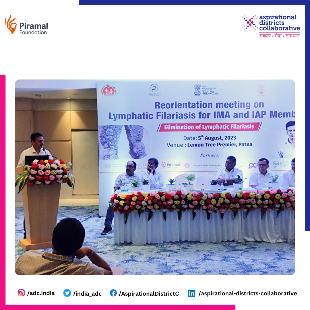 bharatcollab's tweet image. 5th Aug Patna: Reorientation for IMA &amp;amp; IAP members, organized by Piramal Foundation eradication of Lymphatic Filariasis (elephantiasis). Major announcement: National Mega Launch of MDA on 10- Aug 2023, for eradication of LF.

#PiramalForHealth #LF2023