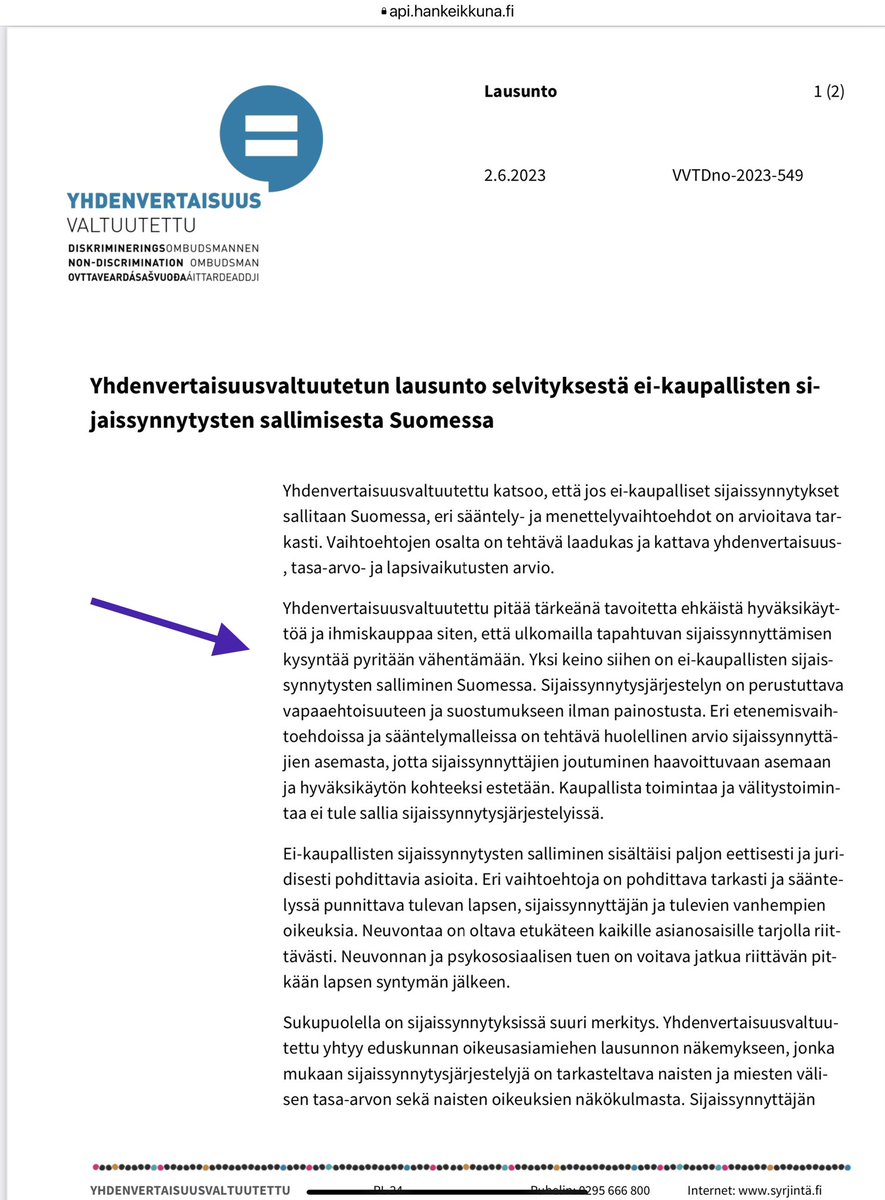PeFuCas's tweet photo. El proyecto para legislar la #GestaciónSubrogada en Finlandia🇫🇮 cuenta con diversos análisis favorables, como el de la Comisaria de Igualdad, que considera que la ley servirá para prevenir daños y garantizar la igualdad.

#StopSubrofobia

👉https://t.co/p9wQIqRMuV https://t.co/g1VCAF93Gl