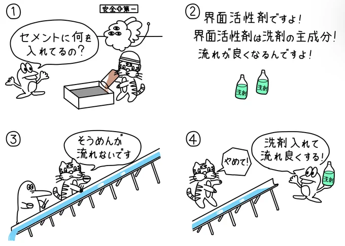 236シュールな流しそうめん #漫画が読めるハッシュタグ #絵描きさんと繋がりたい #みんなで楽しむTwitter博覧会 #4コマ漫画 #流しそうめん #そうめん