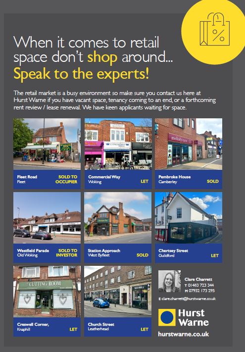 WokChamber's tweet image. The retail market is a busy environment so make sure you contact us here at Hurst Warne if you have vacant space, tenancy coming to an end, or a forthcoming rent review / lease renewal. We have keen applicants waiting for space.

#wokingbusiness #wokingbusiness #wokingproperty