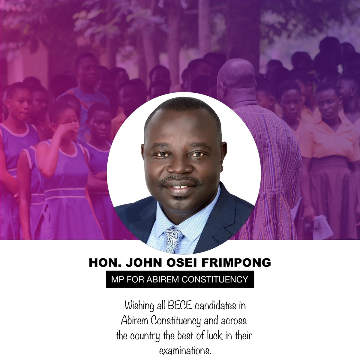 JohnOFrimpong's tweet photo. Best of of luck in your exams.

#AbiremMP
#LeadershipOfService https://t.co/oEWfZPAnjz