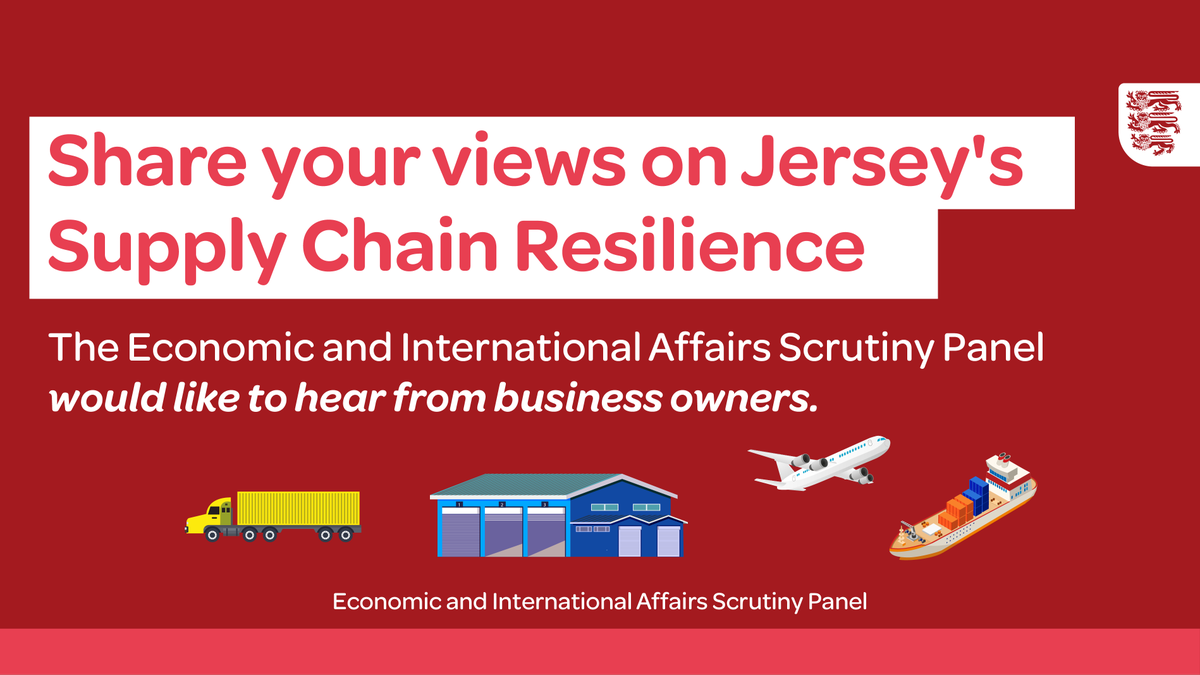 The Economic &amp; International Affairs Scrutiny Panel has launched a review into Supply Chain Resilience &amp; wants to hear from business owners: "What is your experience of cost, efficiency and opportunity in Jersey’s supply chain?"
📧scrutiny@gov.je by 11 Aug
bit.ly/448KAOY