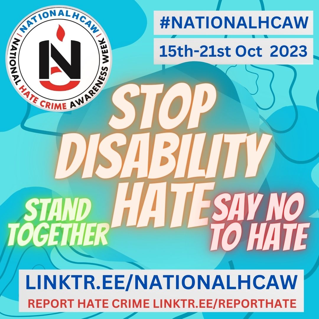 NationalHCAW's tweet photo. #WeStandTogether to say #NoPlaceForHate and make our communities #SaferPlacesForAll
Think about how we can work together to #StopDisabilityHate
https://t.co/RdXzPNFIx0 provides links to #ReportHate across the UK https://t.co/wKshjlkbvj