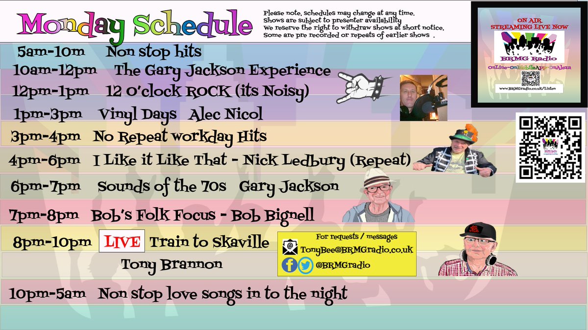 #BRMGradio #Streaming #LIVE
Happy Birthday Bruce Dickinson, Alexei Sayle, Tina O'Brien, Lesley Nicol, Melanie Sykes, Jacquie O'Sullivan &amp; Helen Flanagan.
Here is today's schedule
Please LIKE &amp; SHARE
OnMobileApp onAlexa
Online BRMGradio.co.uk (QR code)
