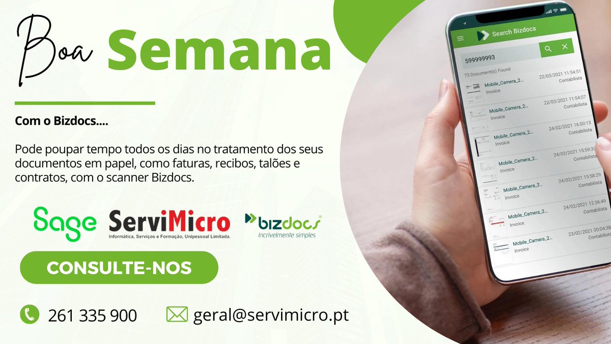 servimicro's tweet photo. Boa Semana ❗☀

Com o Bizdocs, pode poupar tempo todos os dias no tratamento dos seus documentos em papel, como faturas, recibos, talões e contratos, com o scanner Bizdocs.

Saiba mais em https://t.co/5ih9XRUquz .

#servimicro #software #bizdocs #AquivoDigital #marketing https://t.co/XRyC7hCAWq