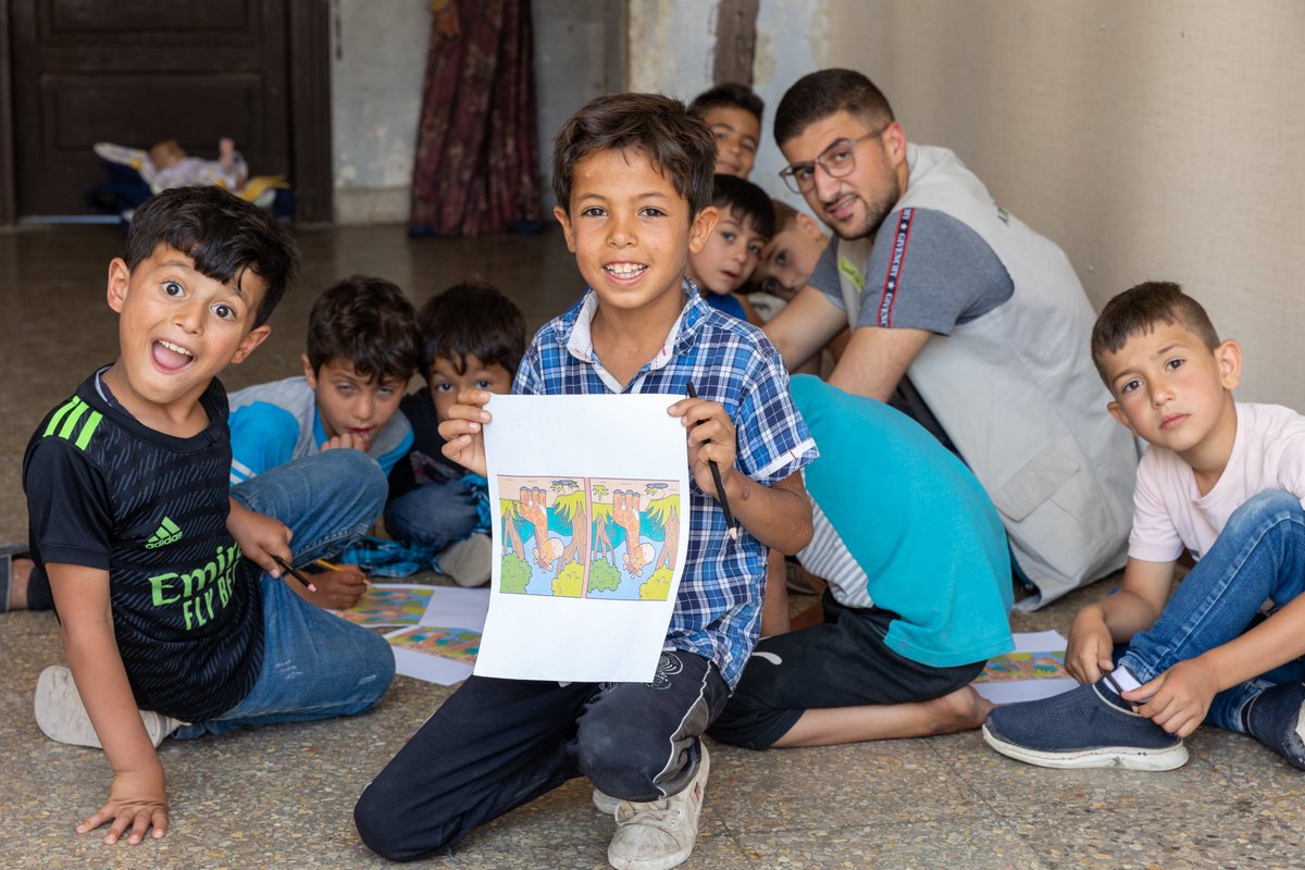 UNICEFinSyria's tweet photo. Child-friendly spaces allow children to regain a sense of normalcy 🧸

Together with partners, we are reaching earthquakes-affected children and caregivers with community based mental health and psychosocial support.

#ForEveryChild https://t.co/wnhKlub6R1