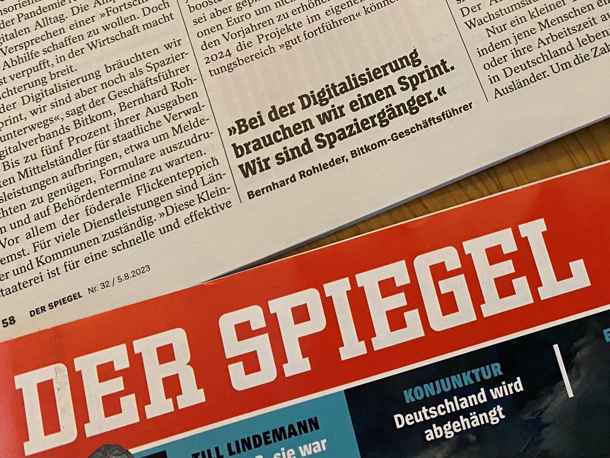 Bitkom (@bitkom) on Twitter photo „#Deutschland wird abgehängt“ titelt <a href="/derspiegel/">DER SPIEGEL</a> in seiner aktuellen Ausgabe. Gerade bei der #Digitalisierung müssen wir in den Sprint kommen, so Bitkom-CEO @brohleder 🏃 Die geplanten Mittelkürzungen für Digitales seien der „Sargnagel“ für die Digitalisierung der #Verwaltung. „#Deutschland wird abgehängt“ titelt <a href="/derspiegel/">DER SPIEGEL</a> in seiner aktuellen Ausgabe. Gerade bei der #Digitalisierung müssen wir in den Sprint kommen, so Bitkom-CEO @brohleder 🏃 Die geplanten Mittelkürzungen für Digitales seien der „Sargnagel“ für die Digitalisierung der #Verwaltung.