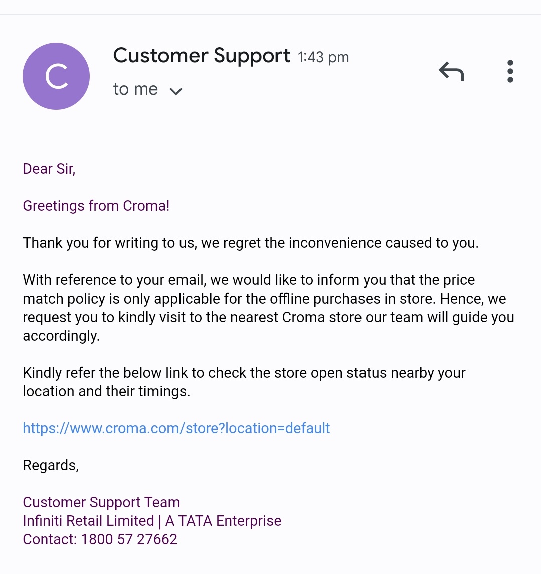 ashutoshakd0825's tweet image. First you decided,you have any policy regarding pricing matching or not?

Why you hiding with Customer? I Think you thinking Customer are fool and they will blindly trust ?

#TataCromaRetailBoycott
#Fakepolicy
#cheapservice