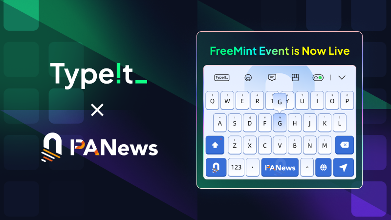 typeit_'s tweet photo. 🎉TypeIt X PANews United #Giveaway!
1⃣Follow @typeit_ & @PANewsCN
2⃣RT & Tag 3 friends
3⃣Complete the #QuestN
https://t.co/qAwOsIwDNn
⏰7 days
#airdrop #freemint #nft #socialfi #type2earn #typetoearn https://t.co/Re7BnEr7cM