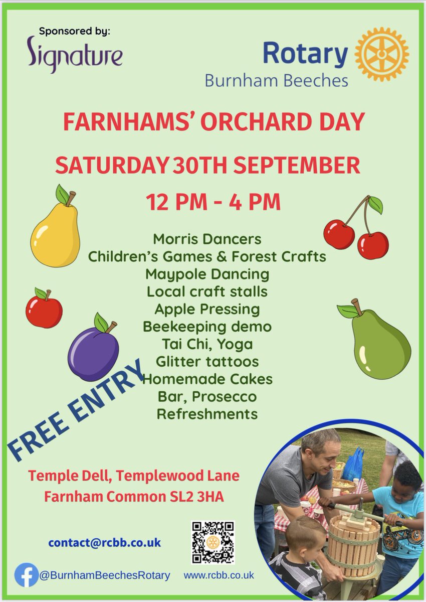 ***Save the date*** the yearly Farnhams Orchard day in the Dell is taking place on the 30 September. Activities for children, Maypole dancing, apple pressing, arts &amp; crafts, refreshments and lots more. Stalls still available DM or email for details: contact@rcbb.co.uk