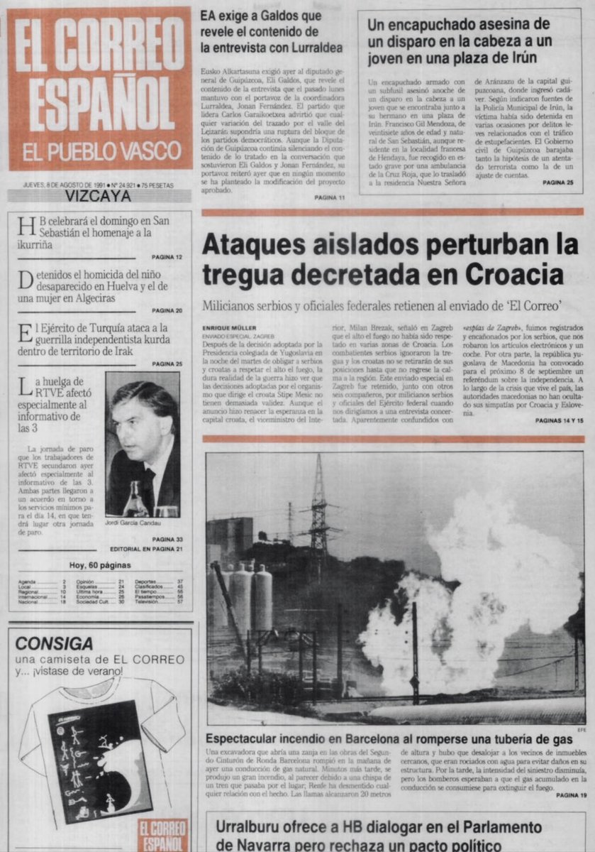 ConsuorF's tweet photo. #TalDiaComoHoy de 1991 el #etarra Juan Ramón Rojo disparó en #Irun contra los hermanos Gil matando a Francisco, su hermano entró desesperado a pedir socorro en el "bar Deportivo" frecuentado por simpatizantes de #HB, subieron el volumen y le lanzaron un vaso.

HILO ⤵️ https://t.co/3YiVwscx23