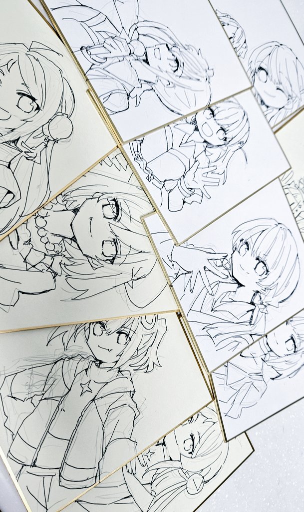 コミケ用に色紙描いてます 10枚