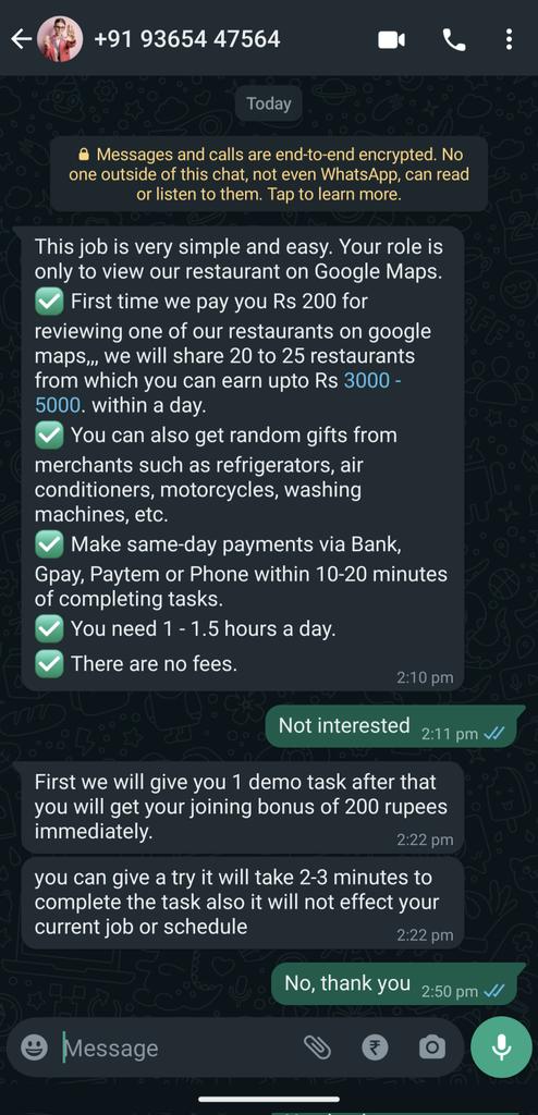 prj_rk's tweet photo. @googlemaps @GoogleIndia @sundarpichai , please do something regarding this, when we travel we depend on Google 🗺️ Maps to know about the places, make it reliable.
there are other scammer asking to give negative reviews as well! https://t.co/nk5jh5TvdD