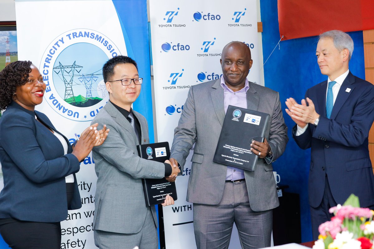 JoshKaramagi's tweet photo. .@uetcl has today signed an Engineering, Procurement &amp; Construction Contract with the Consortium of Toyota Tsusho Corporation &amp; China Machinery Engineering Corporation (CMEC) for the construction of the Kampala Metropolitan Transmission System Improvement Project. https://t.co/RUONgFuXsH