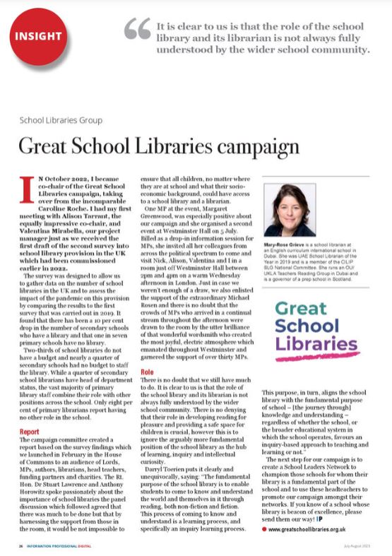 Hartland International School Libraries (@hischoollibrary) on Twitter photo I have written an article for this month's <a href="/InfoProMag/">InfoProMag</a> about the <a href="/greatschlibs/">Great School Libraries</a> campaign and our event in Westminster Hall with <a href="/MichaelRosenYes/">Michael Rosen 💙💙🎓🎓 NICE 爷爷</a>. An exciting year ahead working on raising the profile of #schoollibrarians and #schoollibraries. I have written an article for this month's <a href="/InfoProMag/">InfoProMag</a> about the <a href="/greatschlibs/">Great School Libraries</a> campaign and our event in Westminster Hall with <a href="/MichaelRosenYes/">Michael Rosen 💙💙🎓🎓 NICE 爷爷</a>. An exciting year ahead working on raising the profile of #schoollibrarians and #schoollibraries.