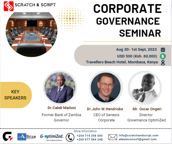 " success is harder to sustain than to get it. So when you get it , what's your game plan?” – Joanne Mwangi, founder -Professional Marketing Services in East Africa.

We offer you a game Plan.

ONLY A FEW SLOTS REMAINING

Register today:- Register-Corporate-Governance-Training