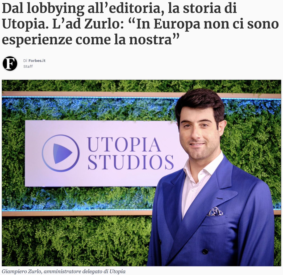 Il 24 settembre UTOPIA compirà 15 anni! 
Gli amici di <a href="/ForbesItalia/">Forbes Italia</a> mi hanno regalato questa bella intervista in cui ho avuto modo di raccontare cosa siamo diventati oggi, dopo un lungo percorso, che in fondo è solo all’inizio.
forbes.it/2023/08/03/uto…
<a href="/Utopia_lab/">UTOPIA - Public Policy, Advocacy & Communication</a>