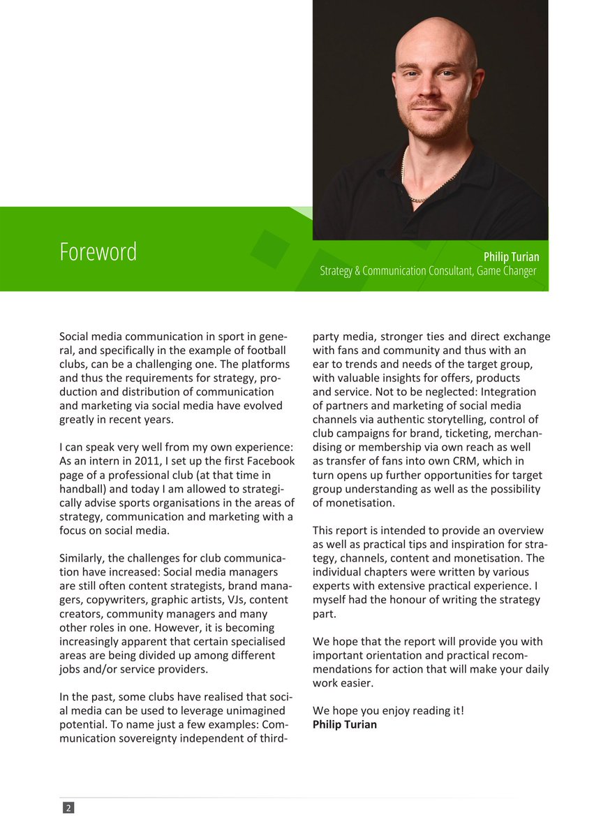 PTurian's tweet image. Für den neuen @fbinside-Report „Strategies for Football Clubs: Social Media – Strategy &amp;amp; Content“ hatte ich die Ehre, den 15-seitigen Strategie-Part sowie das Vorwort schreiben zu dürfen 👇 footballbusinessinside.com/strategies-for…

(1/2)
#smsports