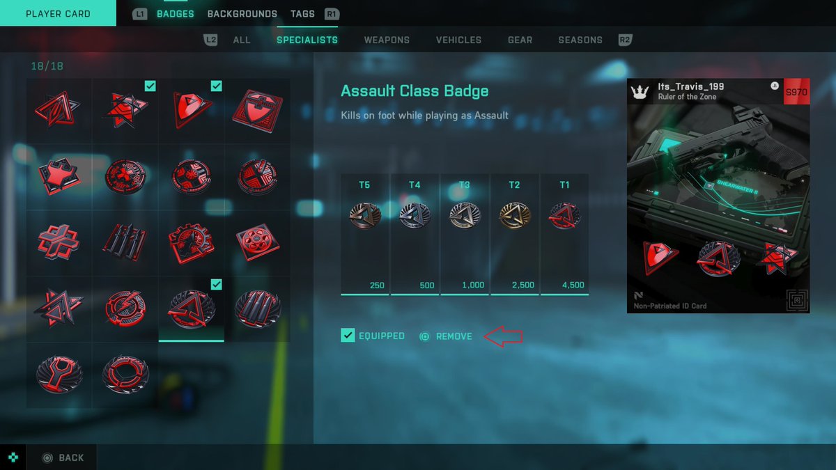 ICYMI: The ability to remove badges from player cards was introduced in the latest update for #Battlefield2042, 5.2.0. Stealth change 🗃️

Via <a href="/Its_Travis_199/">Its_Travis_199</a> 📸
answers.ea.com/t5/General-Dis…